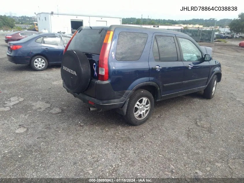 2004 Honda Cr-V Ex VIN: JHLRD78864C038838 Lot: 39899963