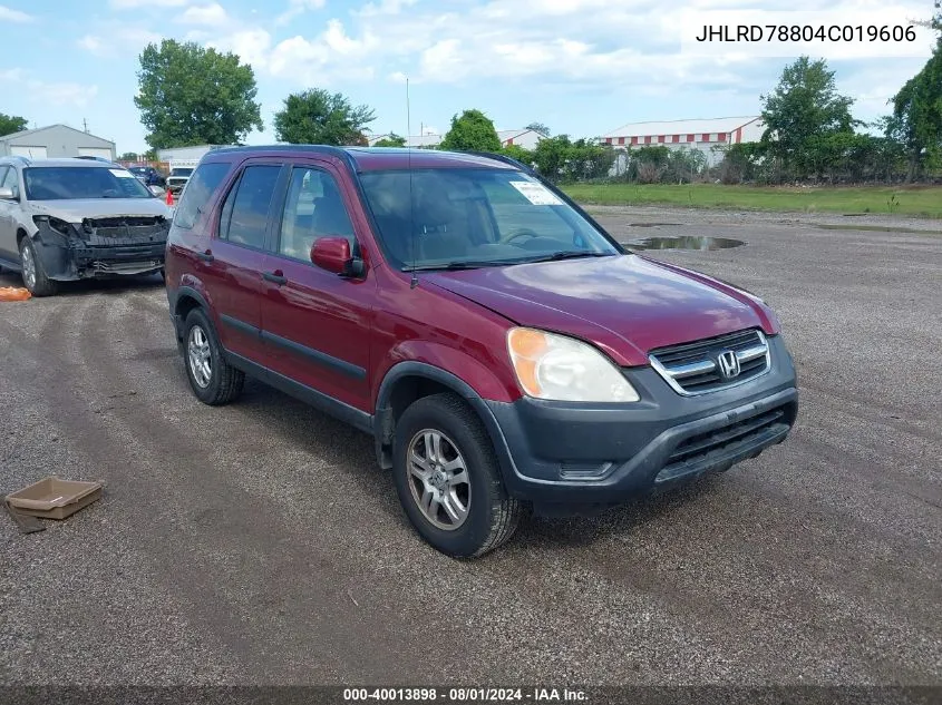 2004 Honda Cr-V Ex VIN: JHLRD78804C019606 Lot: 40013898