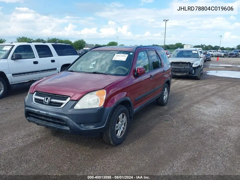 2004 Honda Cr-V Ex VIN: JHLRD78804C019606 Lot: 40013898