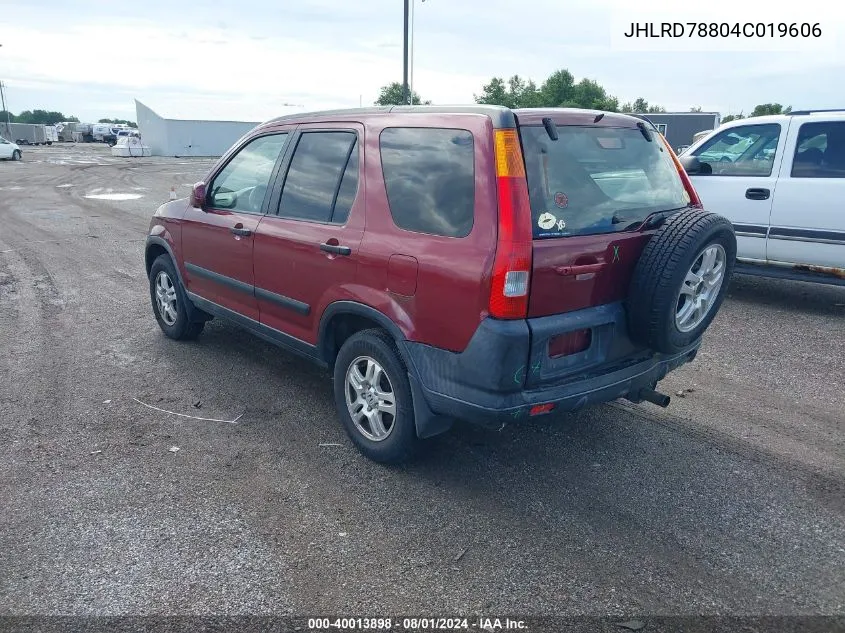 2004 Honda Cr-V Ex VIN: JHLRD78804C019606 Lot: 40013898