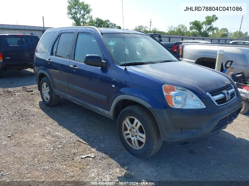 2004 Honda Cr-V Ex VIN: JHLRD78804C041086 Lot: 40049557