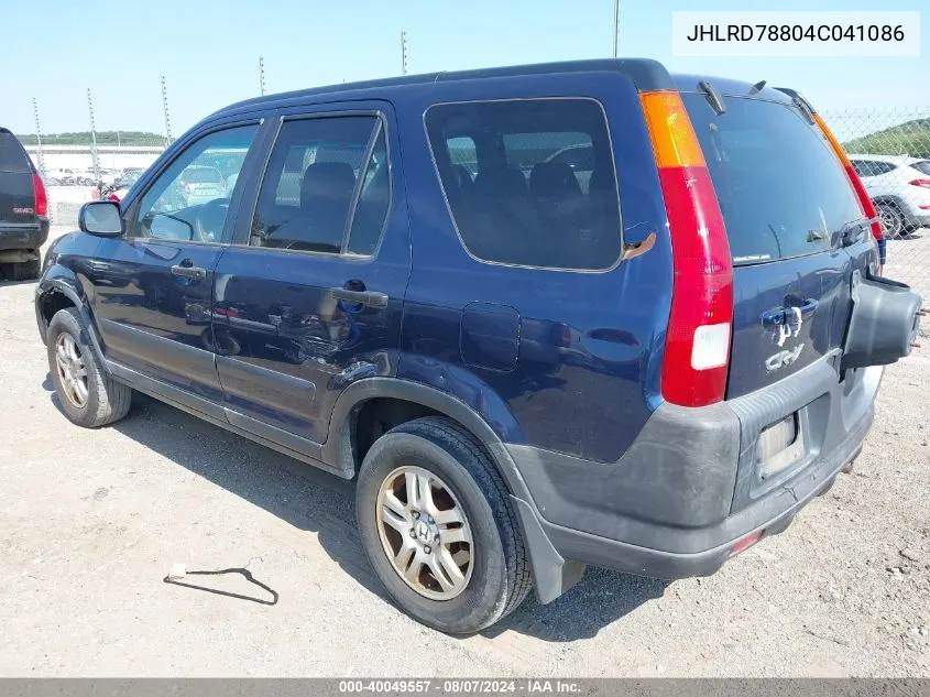 2004 Honda Cr-V Ex VIN: JHLRD78804C041086 Lot: 40049557