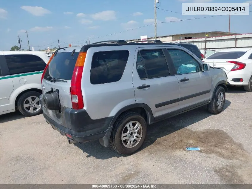 2004 Honda Cr-V Ex VIN: JHLRD78894C005414 Lot: 40069768