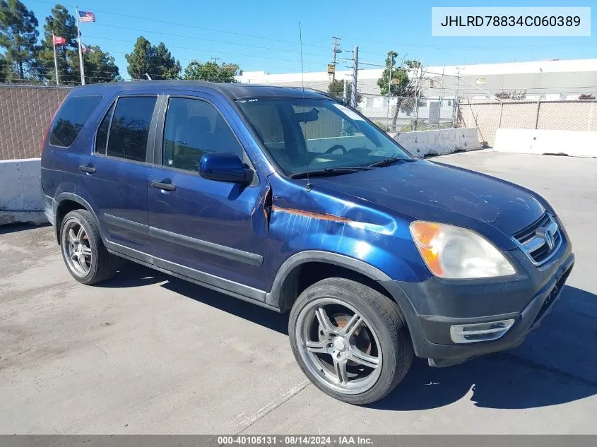 2004 Honda Cr-V Ex VIN: JHLRD78834C060389 Lot: 40105131