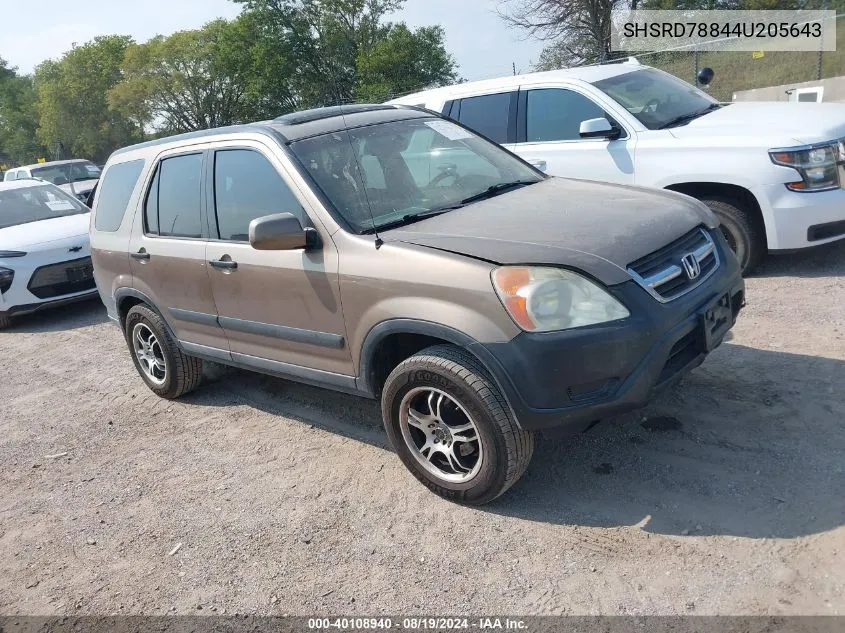 2004 Honda Cr-V Ex VIN: SHSRD78844U205643 Lot: 40108940