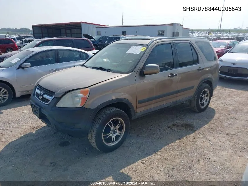 2004 Honda Cr-V Ex VIN: SHSRD78844U205643 Lot: 40108940