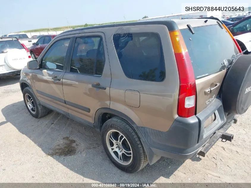 2004 Honda Cr-V Ex VIN: SHSRD78844U205643 Lot: 40108940