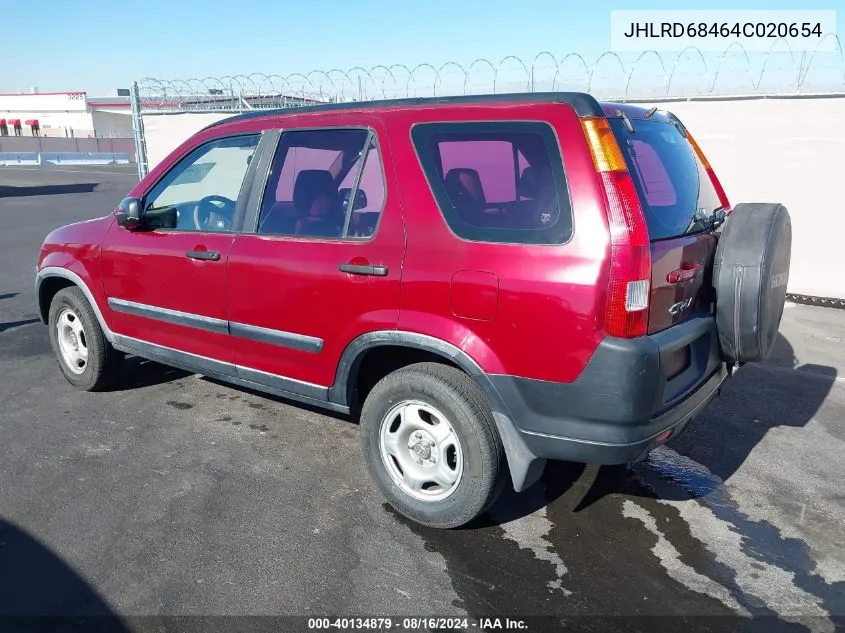 2004 Honda Cr-V Lx VIN: JHLRD68464C020654 Lot: 40134879