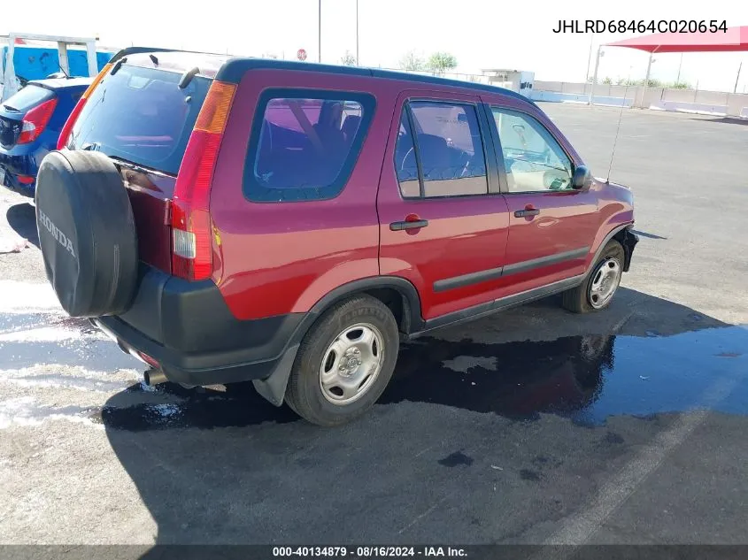 2004 Honda Cr-V Lx VIN: JHLRD68464C020654 Lot: 40134879