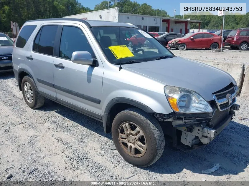 2004 Honda Cr-V Ex VIN: SHSRD78834U243753 Lot: 40144611