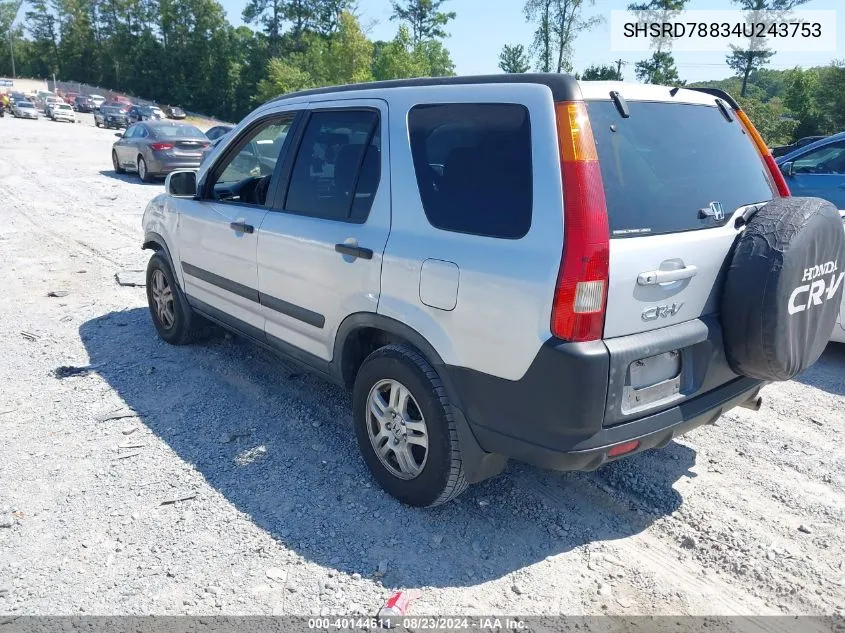 2004 Honda Cr-V Ex VIN: SHSRD78834U243753 Lot: 40144611