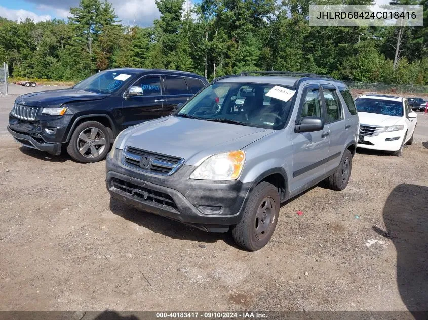 2004 Honda Cr-V Lx VIN: JHLRD68424C018416 Lot: 40183417