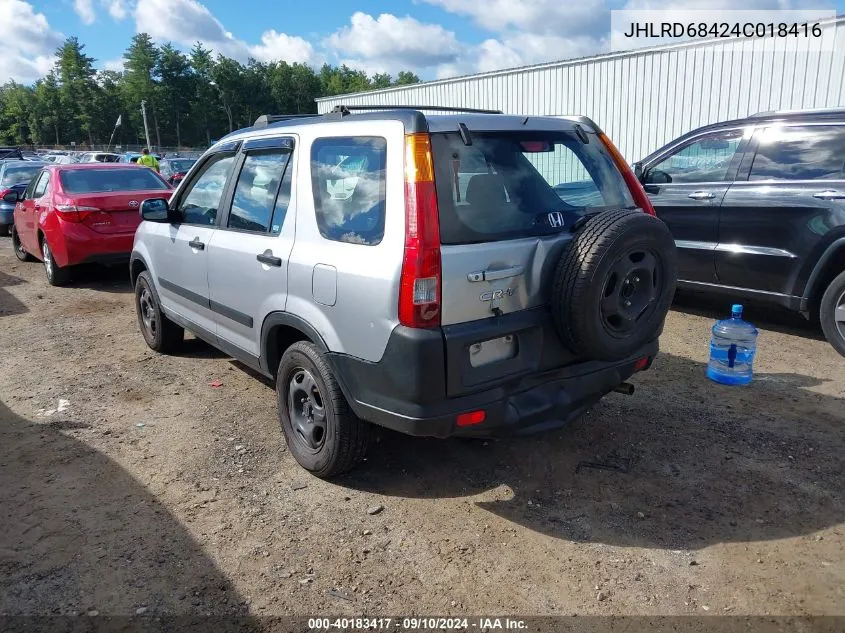 2004 Honda Cr-V Lx VIN: JHLRD68424C018416 Lot: 40183417