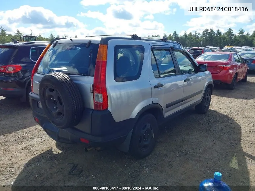 2004 Honda Cr-V Lx VIN: JHLRD68424C018416 Lot: 40183417