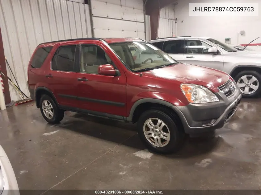 2004 Honda Cr-V Ex VIN: JHLRD78874C059763 Lot: 40231086