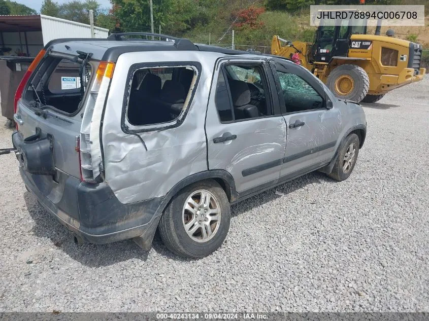 2004 Honda Cr-V Ex VIN: JHLRD78894C006708 Lot: 40243134