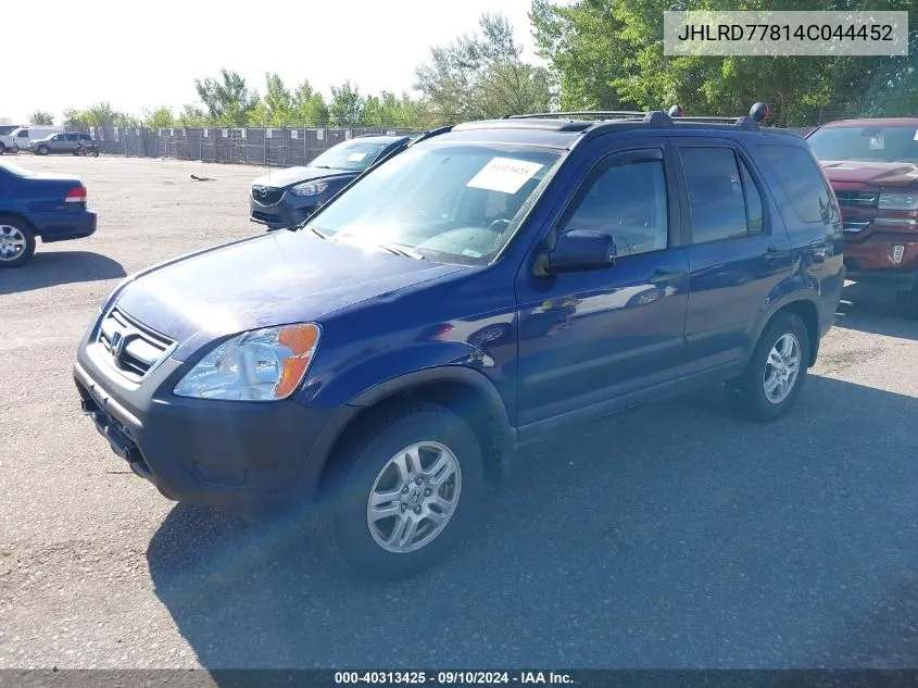 2004 Honda Cr-V Ex VIN: JHLRD77814C044452 Lot: 40313425