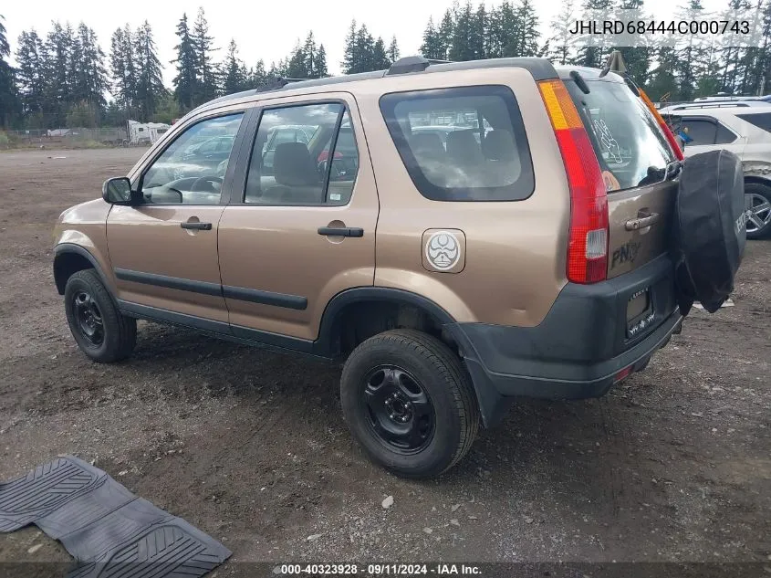 2004 Honda Cr-V Lx VIN: JHLRD68444C000743 Lot: 40323928