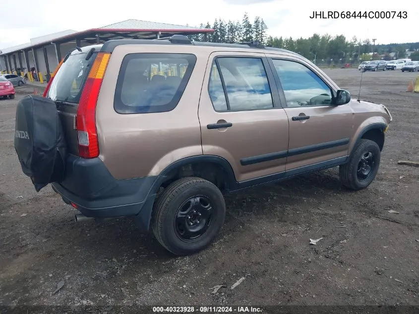 2004 Honda Cr-V Lx VIN: JHLRD68444C000743 Lot: 40323928