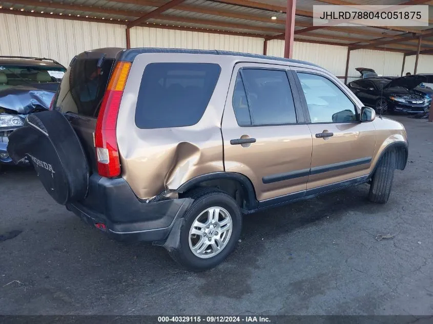 2004 Honda Cr-V Ex VIN: JHLRD78804C051875 Lot: 40329115