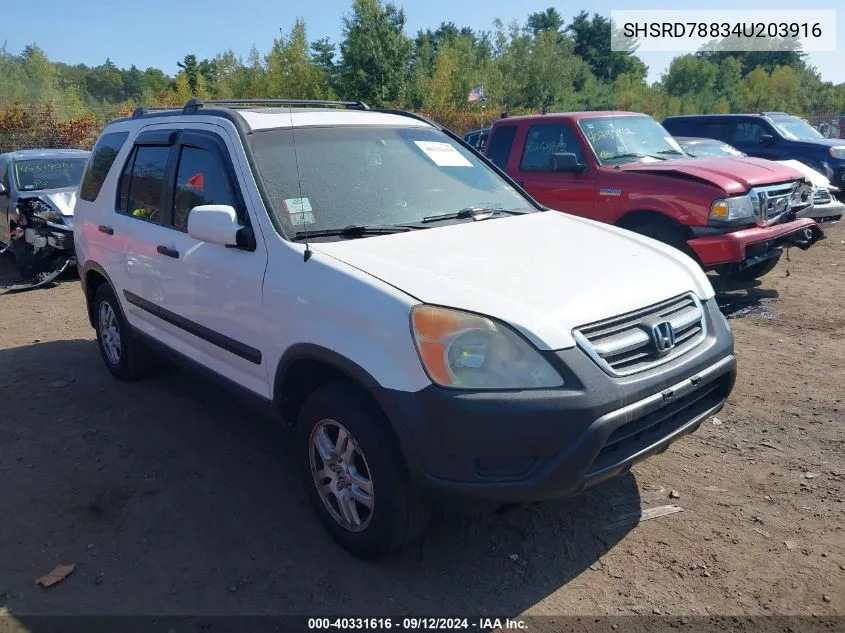 2004 Honda Cr-V Ex VIN: SHSRD78834U203916 Lot: 40331616