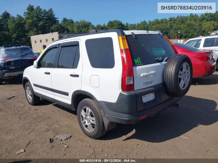 2004 Honda Cr-V Ex VIN: SHSRD78834U203916 Lot: 40331616