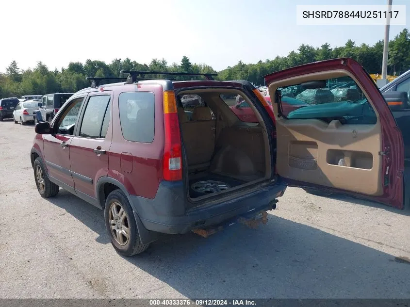 2004 Honda Cr-V Ex VIN: SHSRD78844U251117 Lot: 40333376