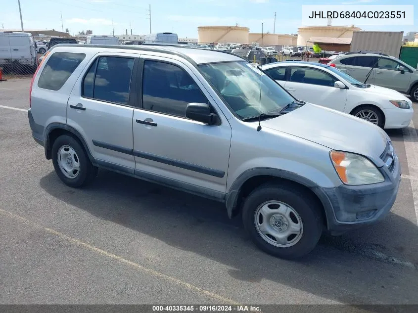 2004 Honda Cr-V Lx VIN: JHLRD68404C023551 Lot: 40335345