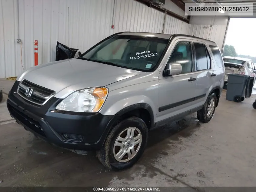 2004 Honda Cr-V Ex VIN: SHSRD78804U258632 Lot: 40345829