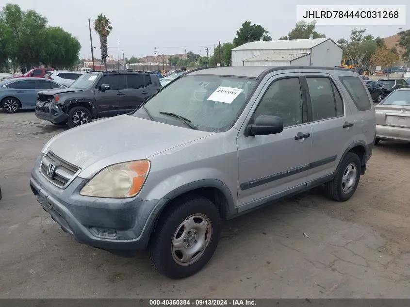 2004 Honda Cr-V Lx VIN: JHLRD78444C031268 Lot: 40350384