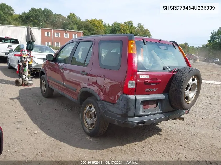 2004 Honda Cr-V Lx VIN: SHSRD78464U236339 Lot: 40352011