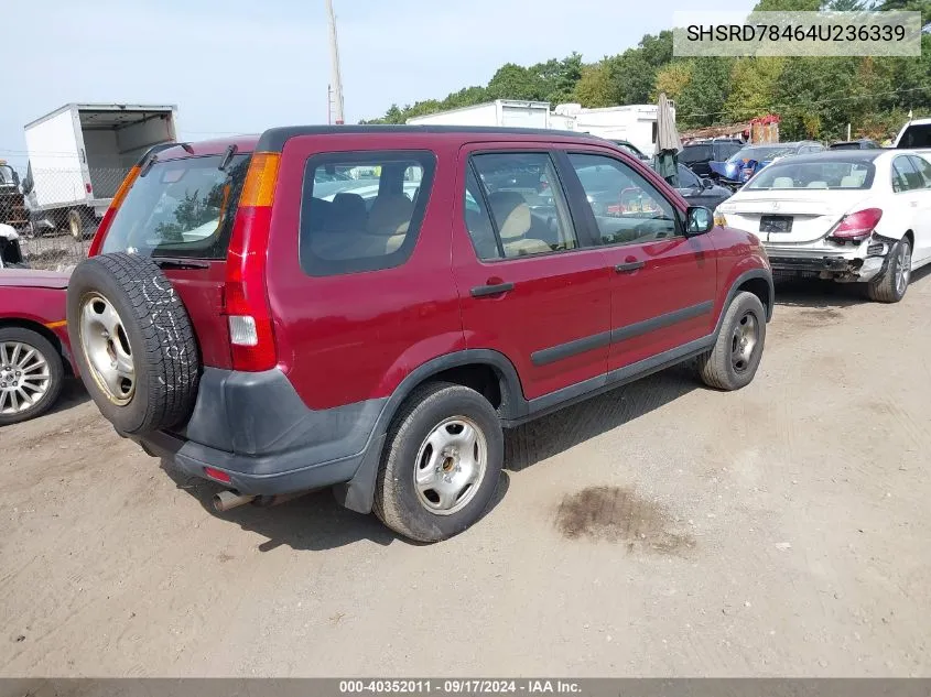 2004 Honda Cr-V Lx VIN: SHSRD78464U236339 Lot: 40352011