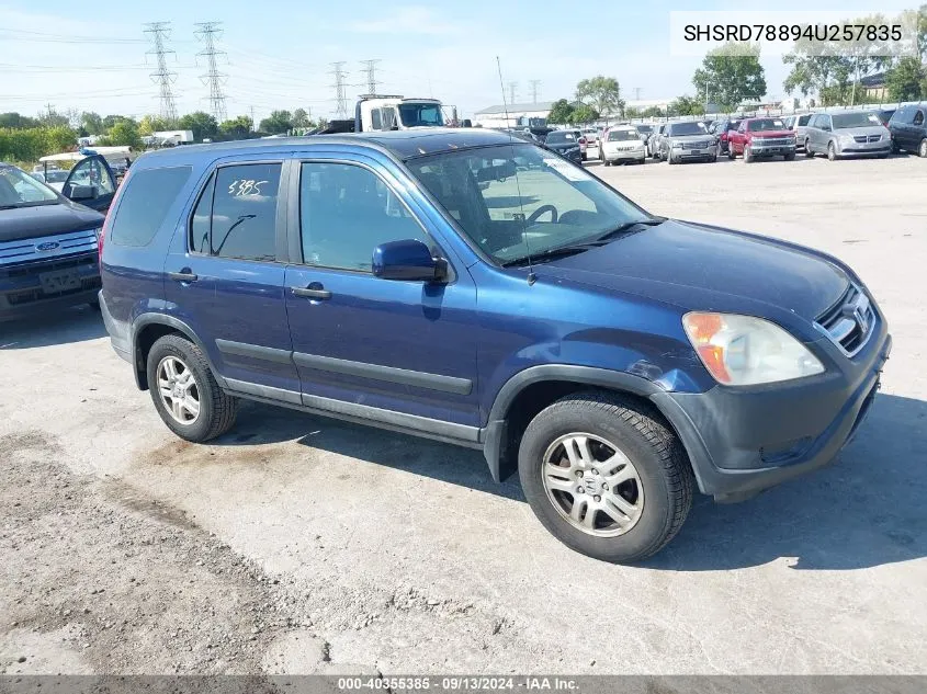 2004 Honda Cr-V Ex VIN: SHSRD78894U257835 Lot: 40355385