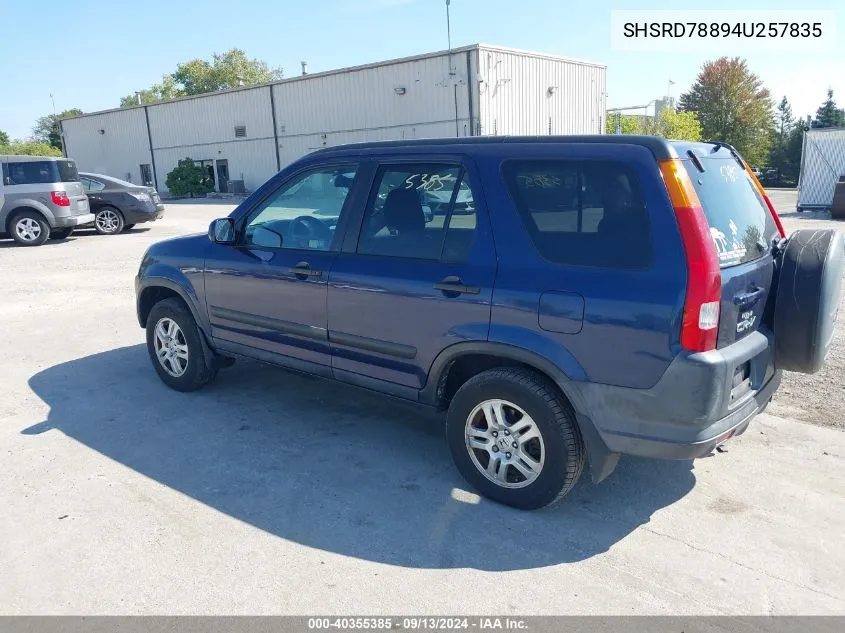 2004 Honda Cr-V Ex VIN: SHSRD78894U257835 Lot: 40355385