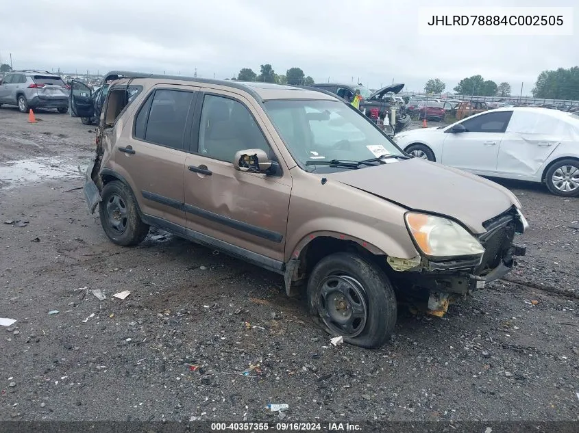 2004 Honda Cr-V Ex VIN: JHLRD78884C002505 Lot: 40357355