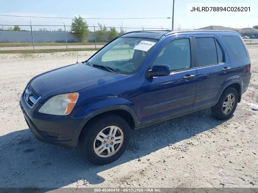 2004 Honda Cr-V Ex VIN: JHLRD78894C026201 Lot: 40360410