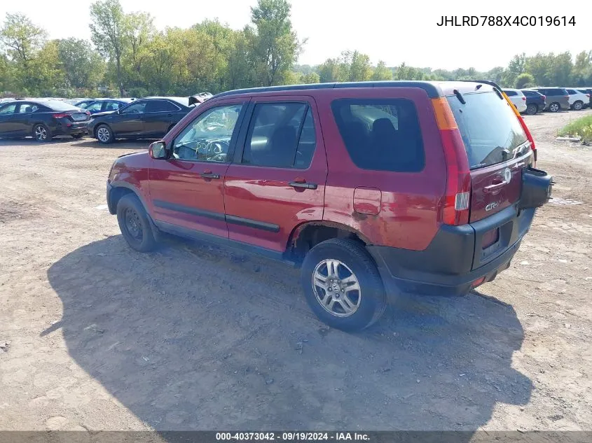 2004 Honda Cr-V Ex VIN: JHLRD788X4C019614 Lot: 40373042