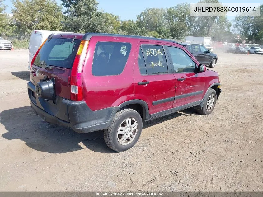 2004 Honda Cr-V Ex VIN: JHLRD788X4C019614 Lot: 40373042