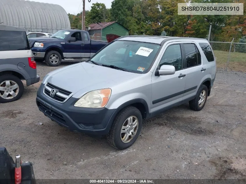 2004 Honda Cr-V Ex VIN: SHSRD78804U251910 Lot: 40413244