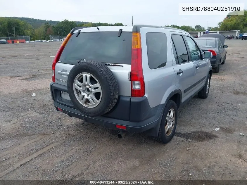 2004 Honda Cr-V Ex VIN: SHSRD78804U251910 Lot: 40413244