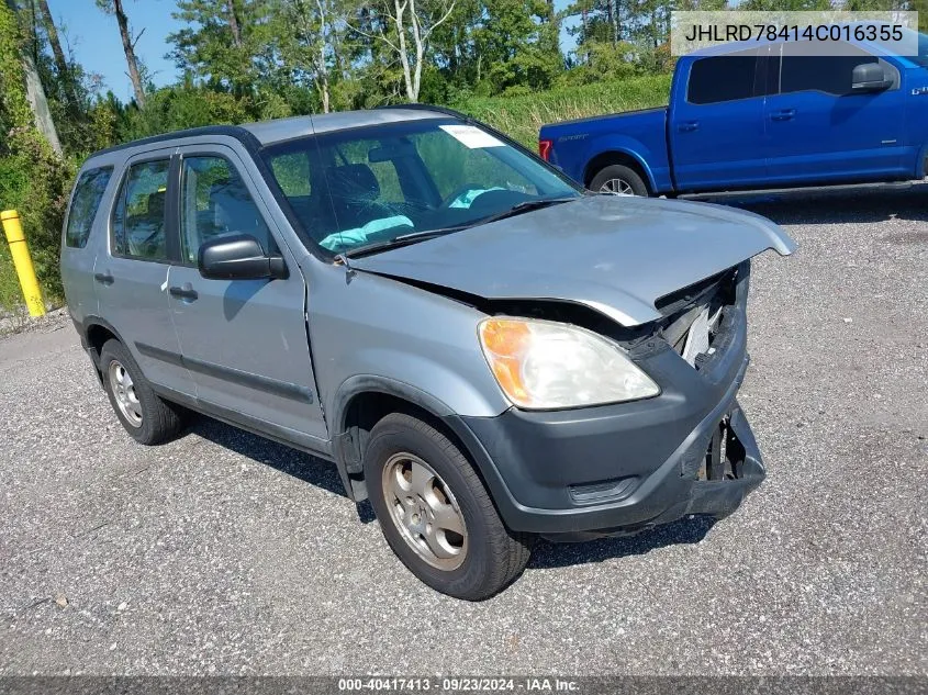 2004 Honda Cr-V Lx VIN: JHLRD78414C016355 Lot: 40417413