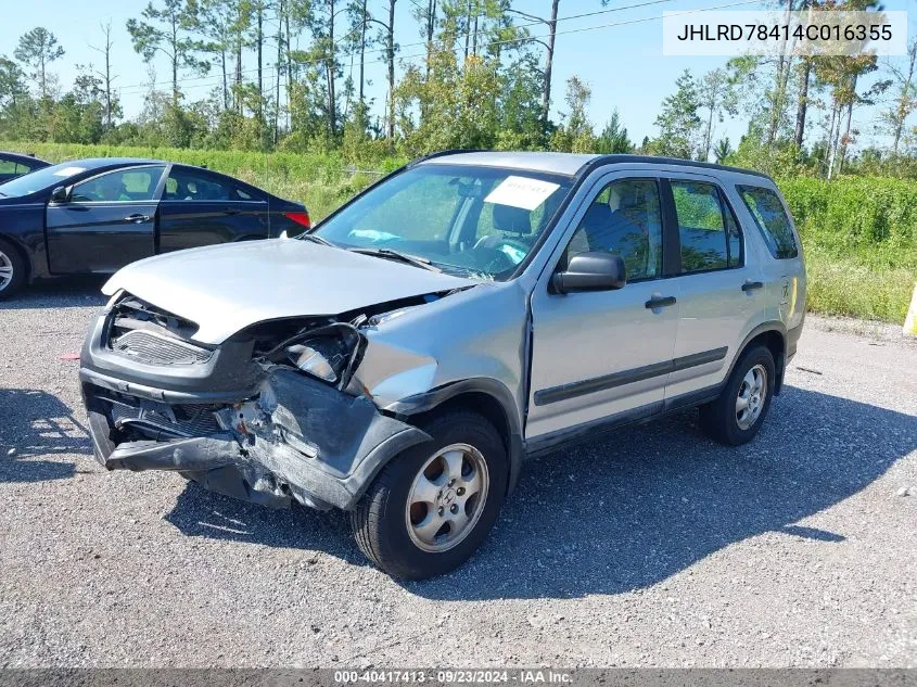 2004 Honda Cr-V Lx VIN: JHLRD78414C016355 Lot: 40417413