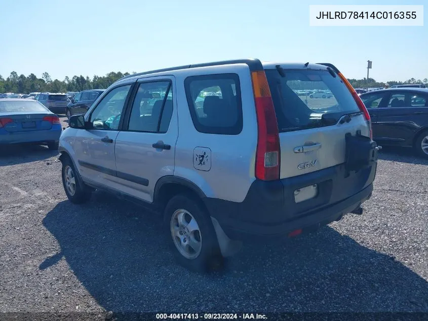 2004 Honda Cr-V Lx VIN: JHLRD78414C016355 Lot: 40417413