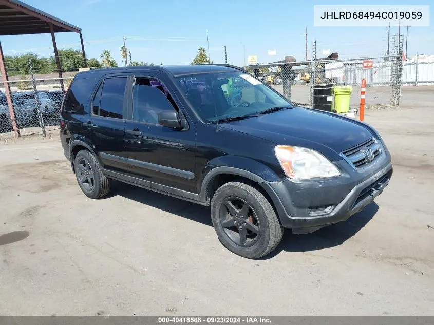 2004 Honda Cr-V Lx VIN: JHLRD68494C019059 Lot: 40418568