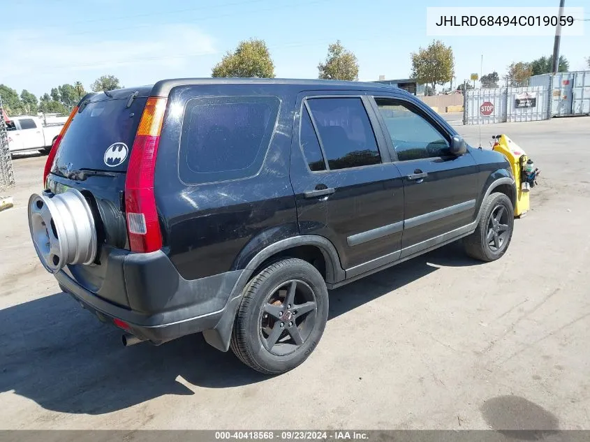 2004 Honda Cr-V Lx VIN: JHLRD68494C019059 Lot: 40418568