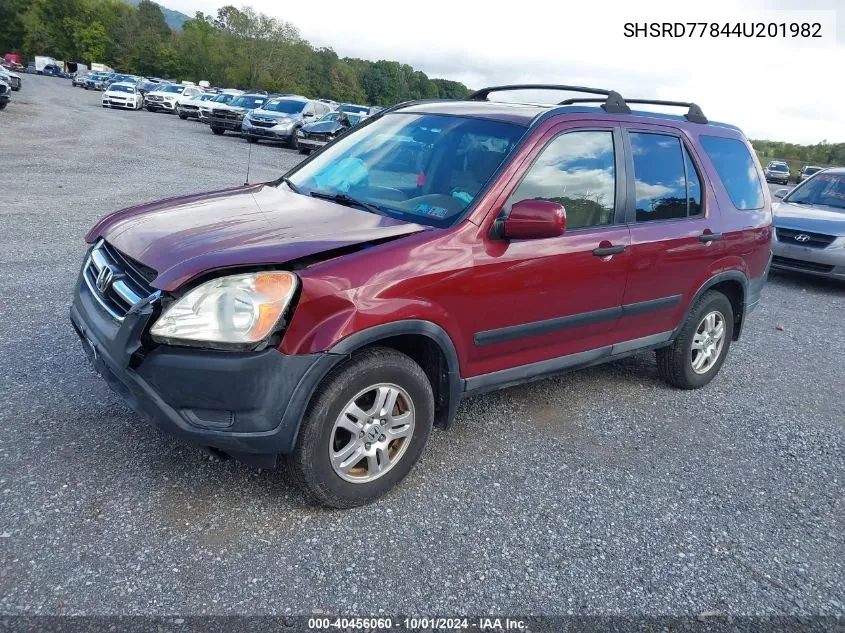 2004 Honda Cr-V Ex VIN: SHSRD77844U201982 Lot: 40456060