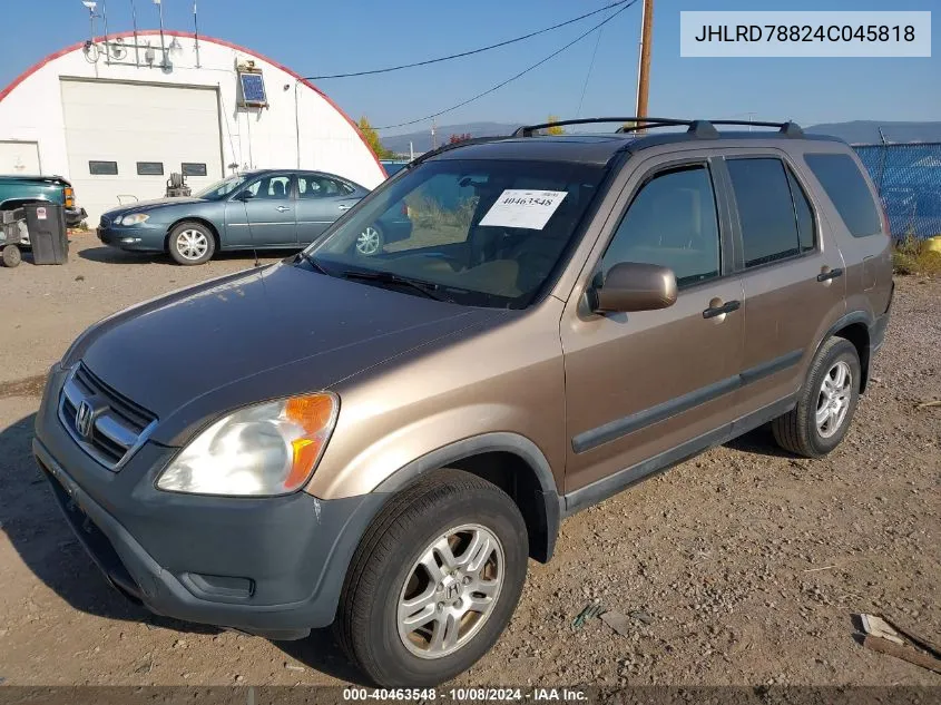 2004 Honda Cr-V Ex VIN: JHLRD78824C045818 Lot: 40463548