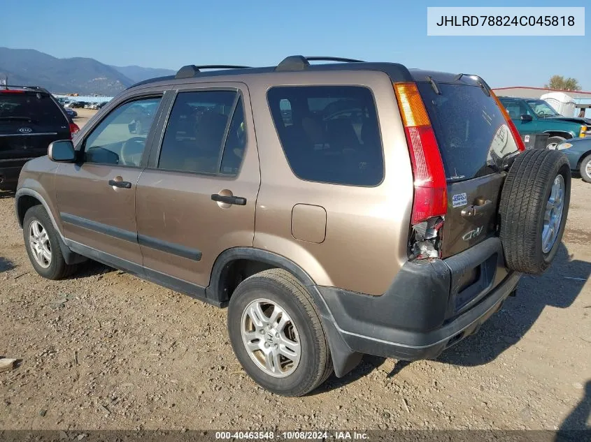 2004 Honda Cr-V Ex VIN: JHLRD78824C045818 Lot: 40463548