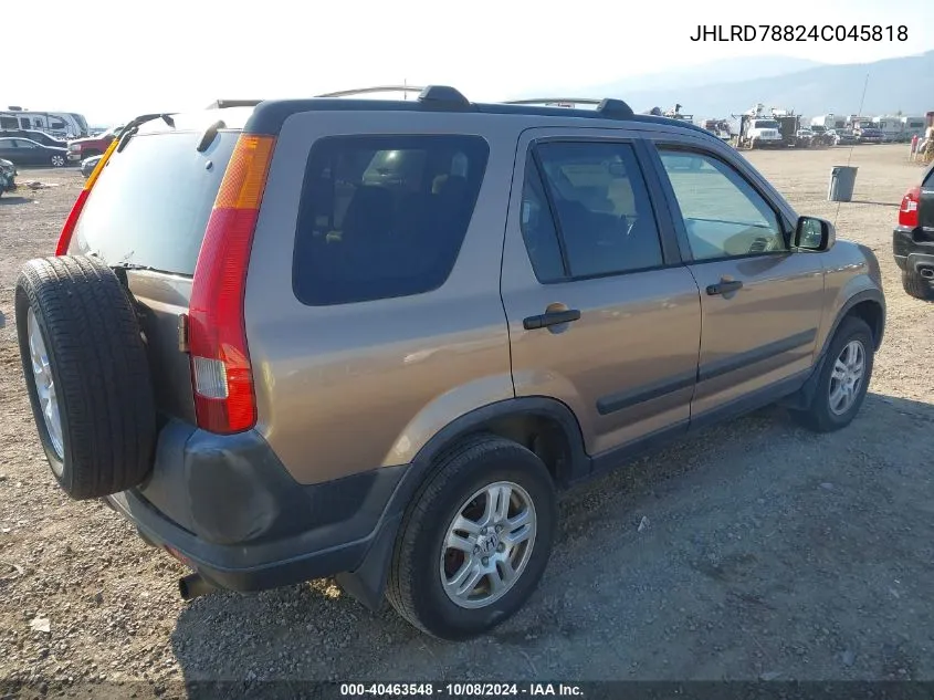 2004 Honda Cr-V Ex VIN: JHLRD78824C045818 Lot: 40463548