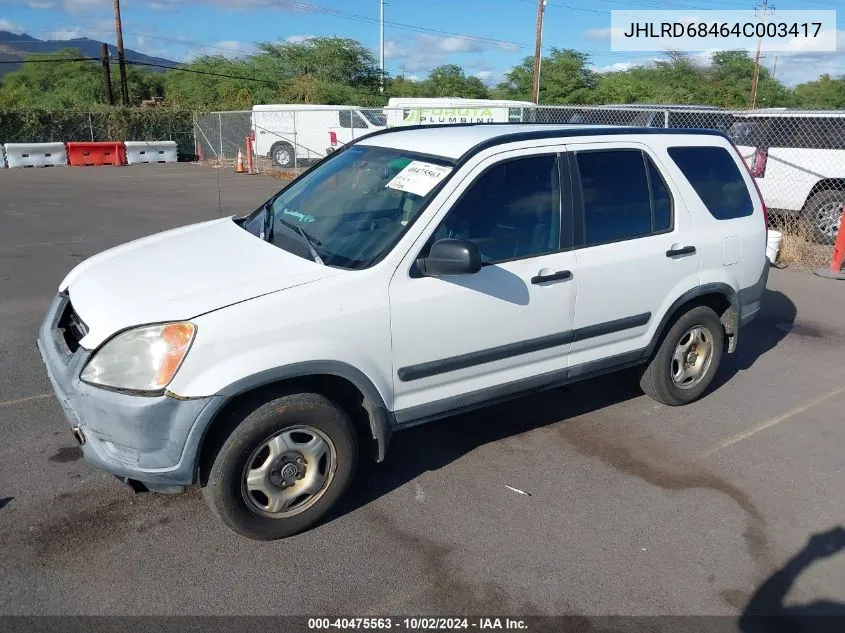 2004 Honda Cr-V Lx VIN: JHLRD68464C003417 Lot: 40475563